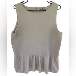 Loft Women's Cream Sweater Tank Peplum Style Wool Blend Size‎ XL